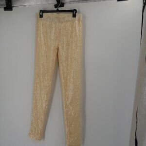 May & July Women's Cream Colored Sequin Leggings Lined Size Large